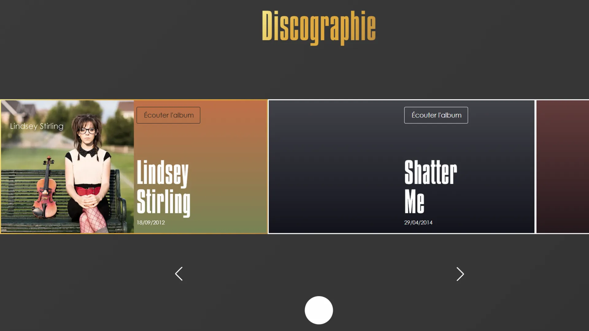 Page discographie de Music PLZ avec carousel Swiper