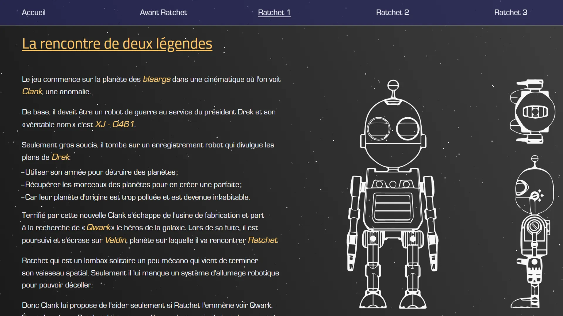 Page des qui contiens le contenu de chaque jeux, le trailer, les évènements & les fun facts