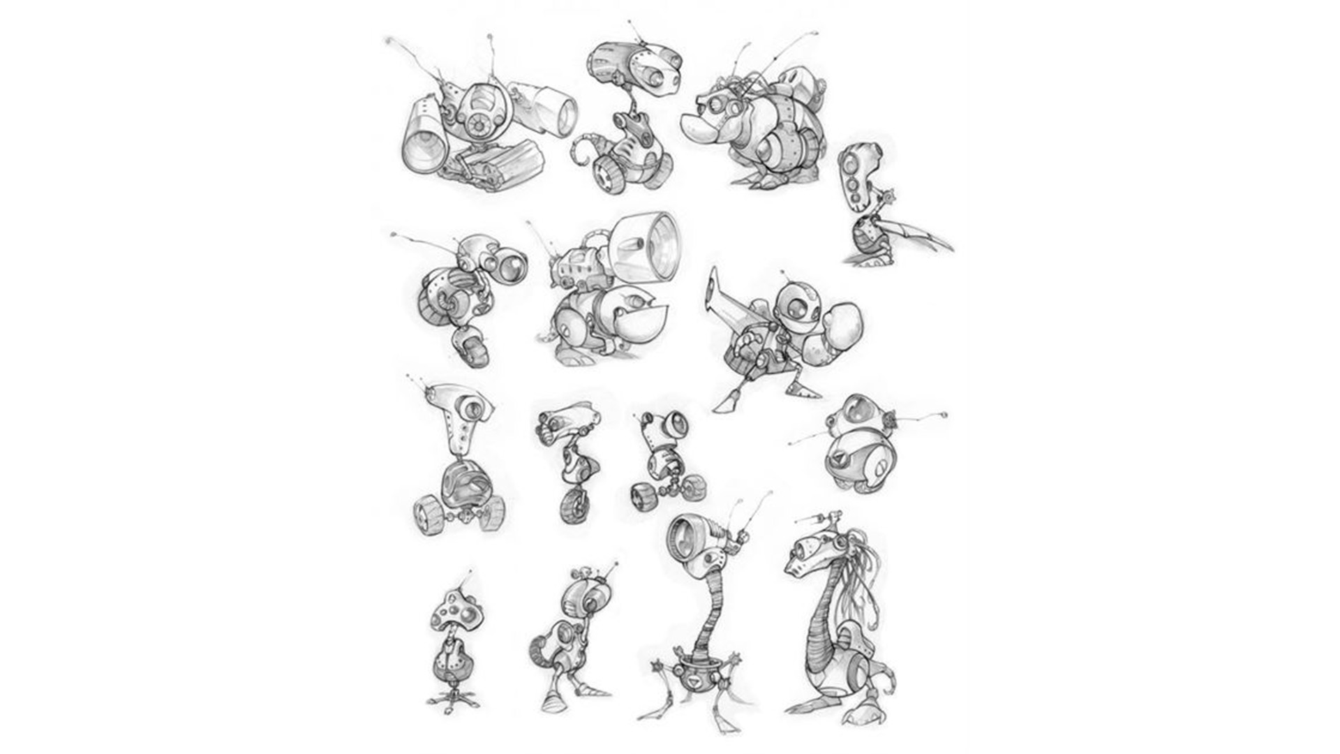 board avec 16 essais différent de petits robot avec des armes différentes.