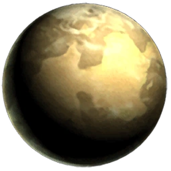 planète un peux vert/jaune vu de l'espace