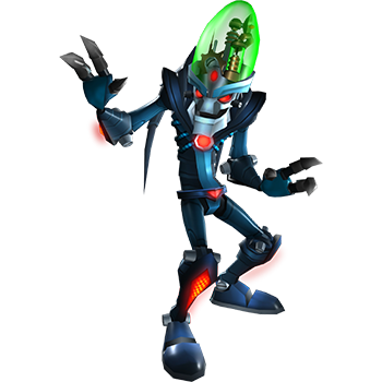 photo de nefarious grand robot mince ou on voit les circuit de sa tête