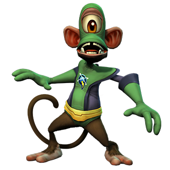 singe cyclope avec tenue force qwark