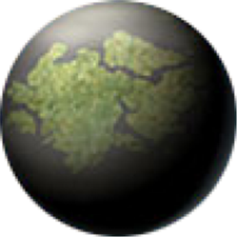 planète sombre avec un peu de verdure